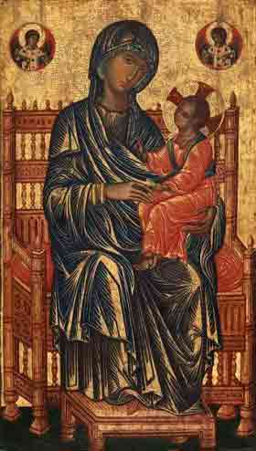 Богоматерь на Троне с Младенцем 13 век Италия