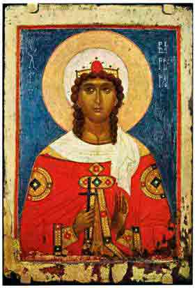 Икона Великомученица Варвара 15 век Новгород