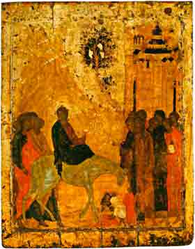Вход Господен в Иерусалим икона 15 века Андрей Рублёв
